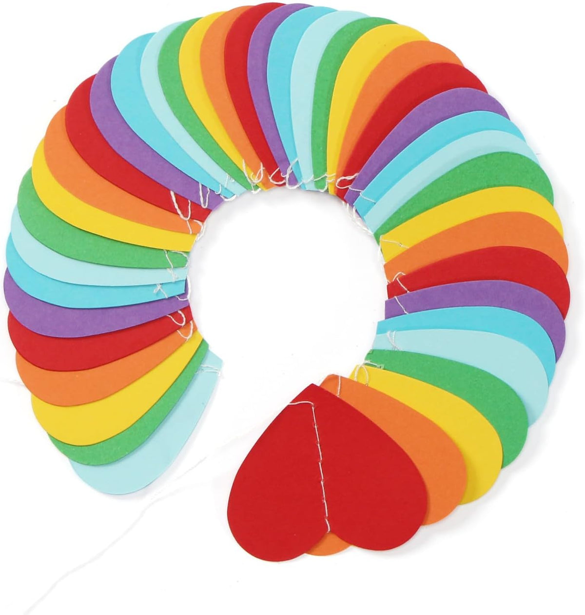 Rainbow Colorful Party-Decorations Heart Garland - 52ft Red Orange Yellow Green Blue Purple