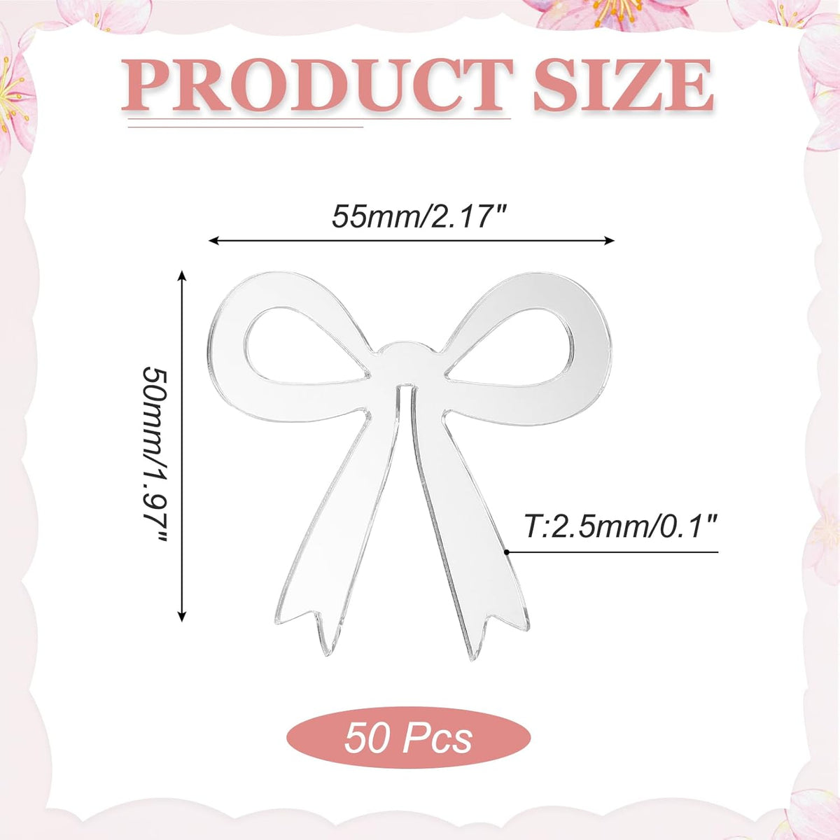 PATIKIL 50 Pcs Bow Drink Tags, Acrylic Wine Glass Charms Reusable Drink Markers for Party Wedding