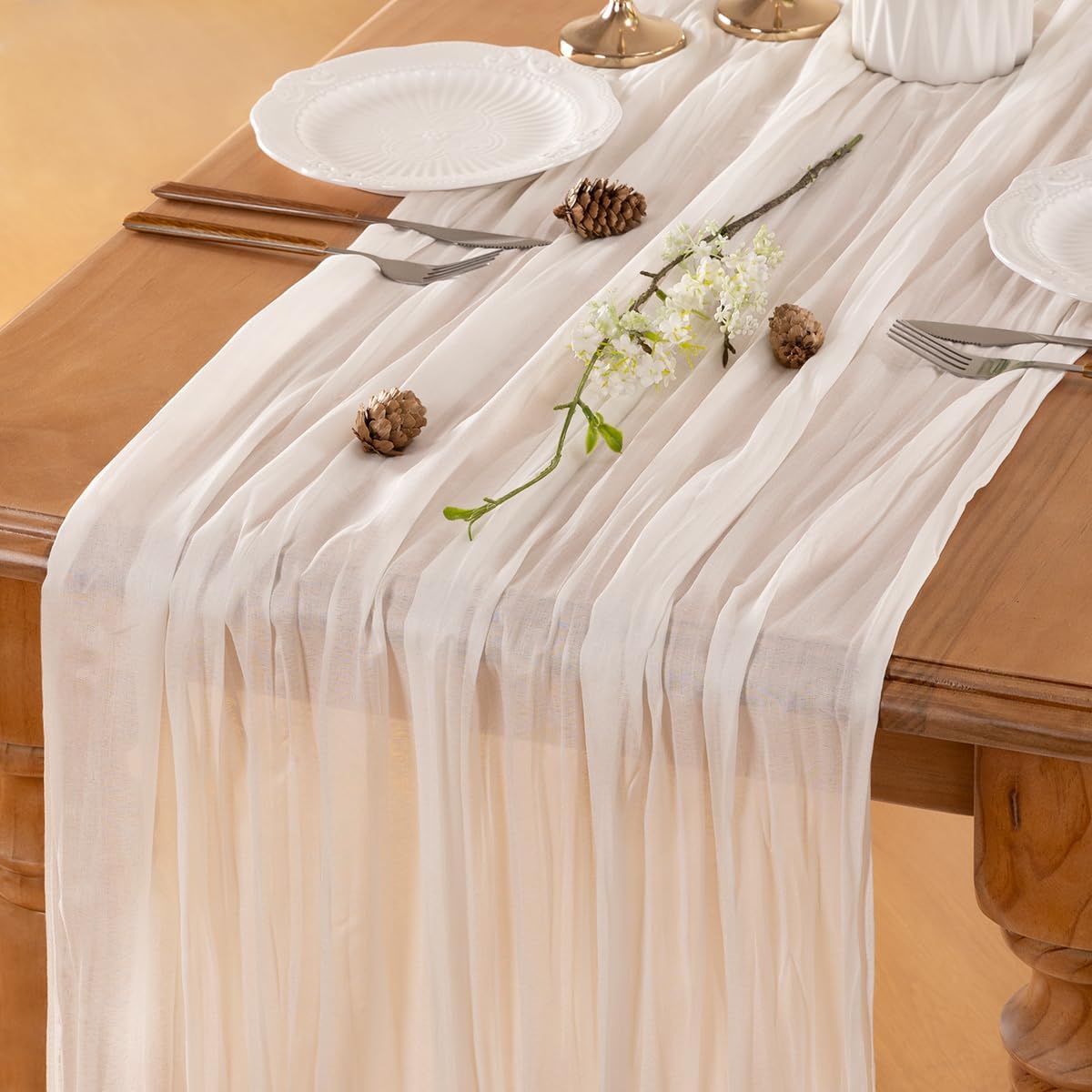 Ivory Table Runner Cheesecloth Table Runner 14FT Farmhouse Table Runners 160 Inches Fall Table