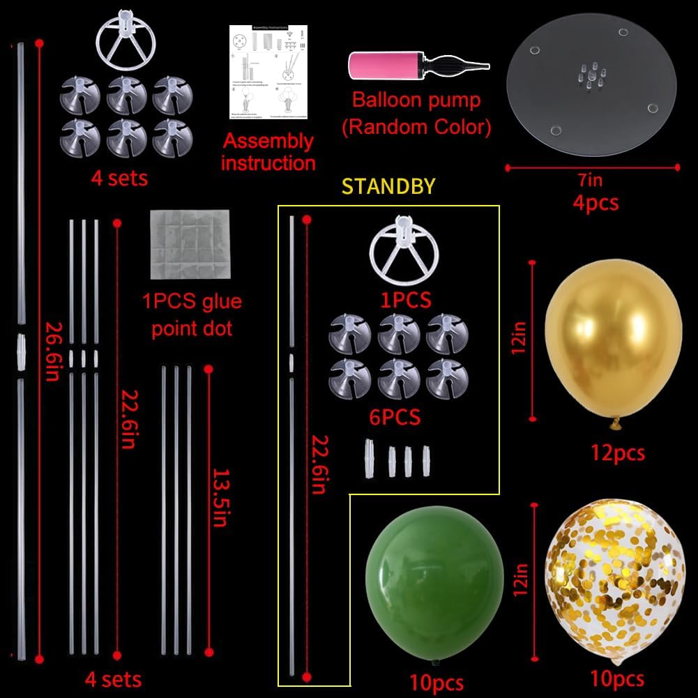 TONIFUL Sage Green and Gold Balloon Centerpieces for Table,Balloon Stand Centerpiece Table