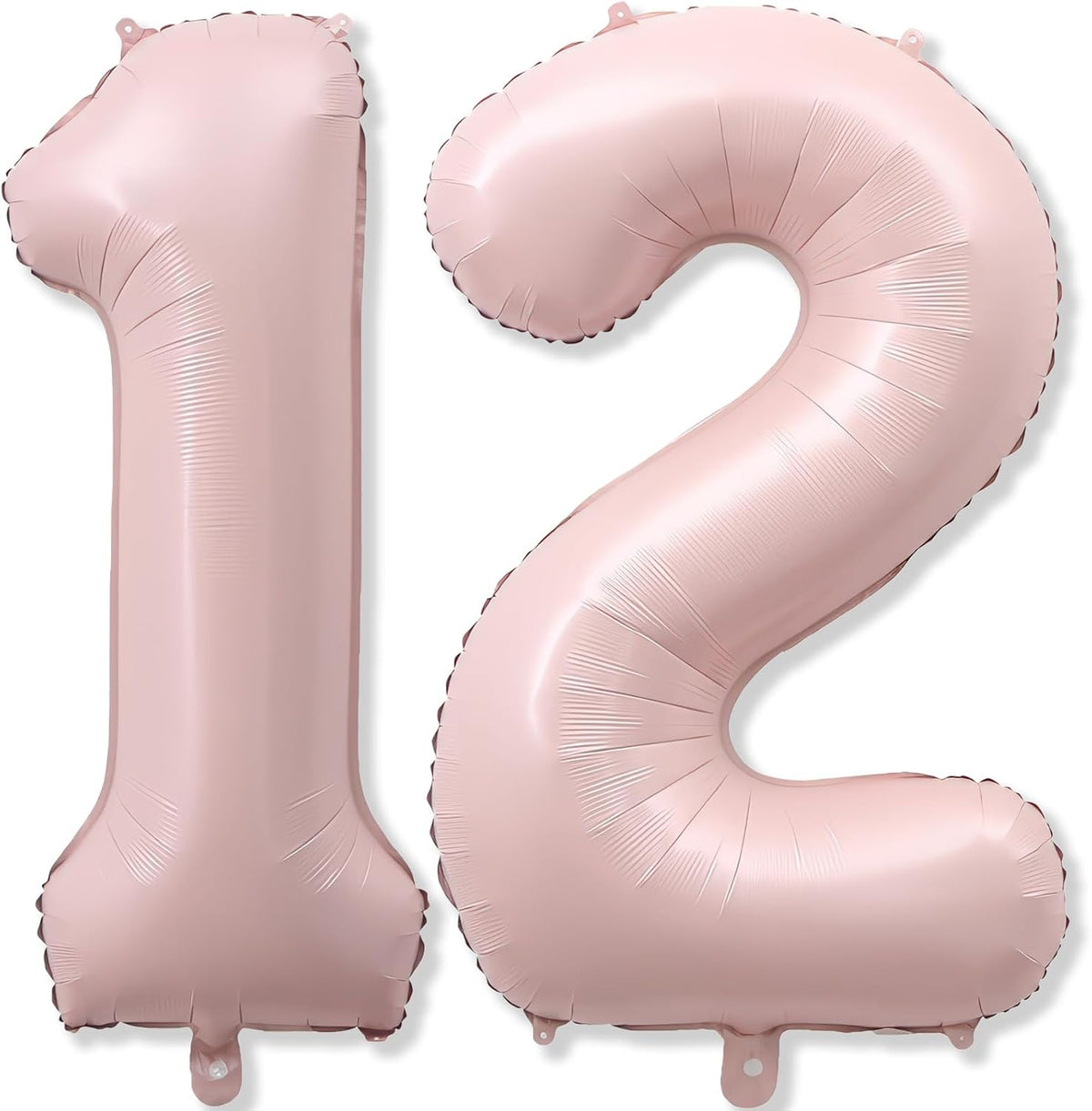 Pastel Pink 12 Balloons Number for Girls, 40'' Self Inflating Number 12 Balloon, Big Light Blush