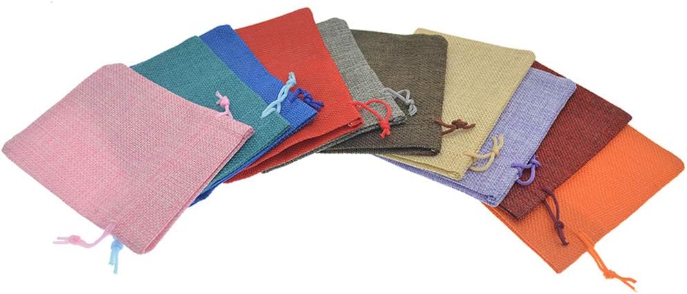 20Pcs Burlap Bags with Drawstring, Assorted Colored Small Jute Sacks Christmas Wedding Party Favor