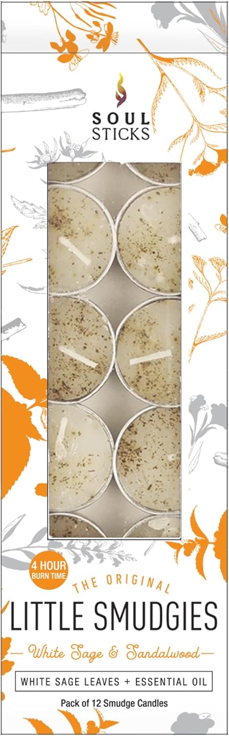 SOUL STICKS 12 Pack Little Smudgies Tealight Candles Smudge Candle for Cleansing House, Meditation
