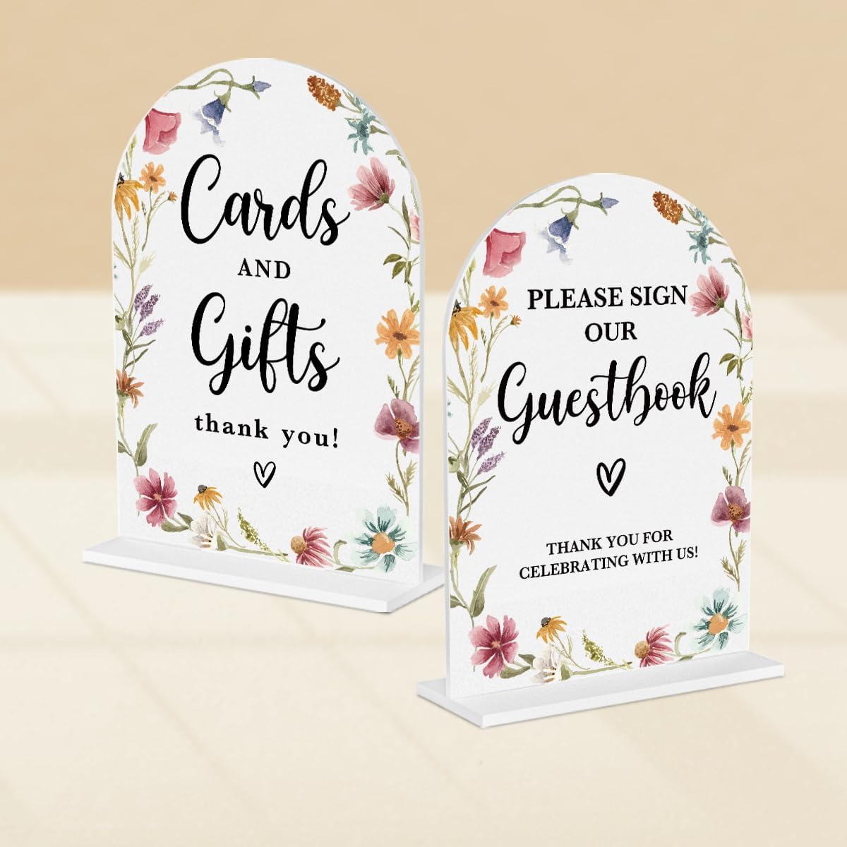 2 Pcs Acrylic Wedding Signs for Reception, Bridal Shower Decorations, Cards and Gifts Signs, Guest