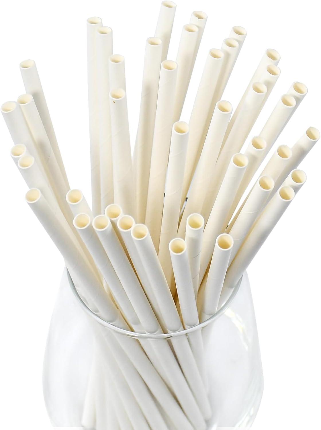 7.75 inch Disposable Paper Drinking Straws, Dye-free White, for Cocktails, Juice, Beverage, Coffee