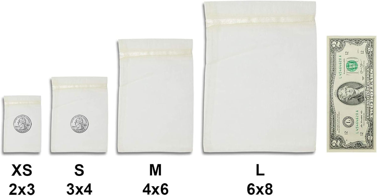 TheDisplayGuys 48-Pack 3x4 Cream/Beige Sheer Organza Gift Bags with Drawstring, Jewelry Candy Treat