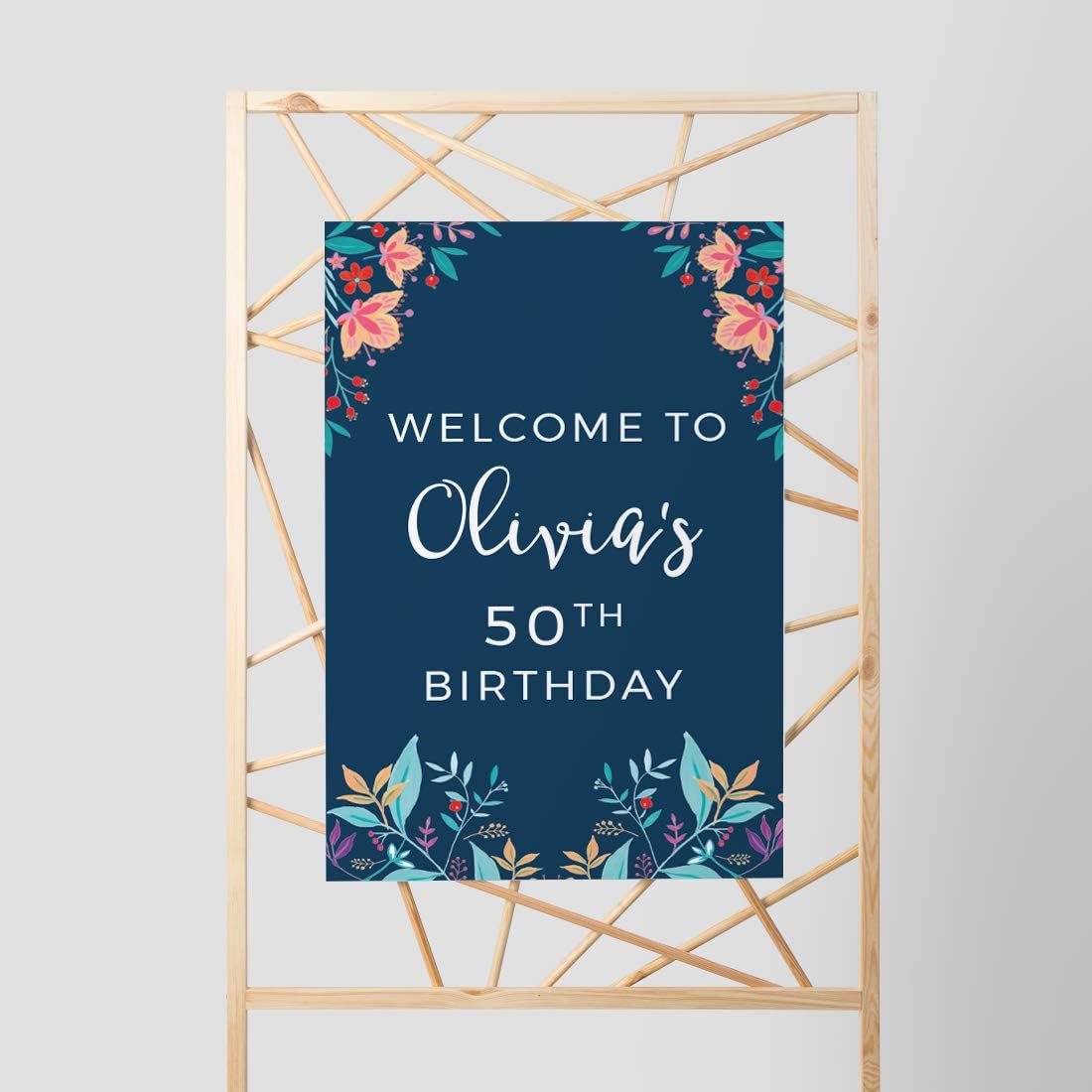 Andaz Press Personalized Extra Large Birthday Easel Board Party Sign, 12x18-inch, Vintage Bohemian