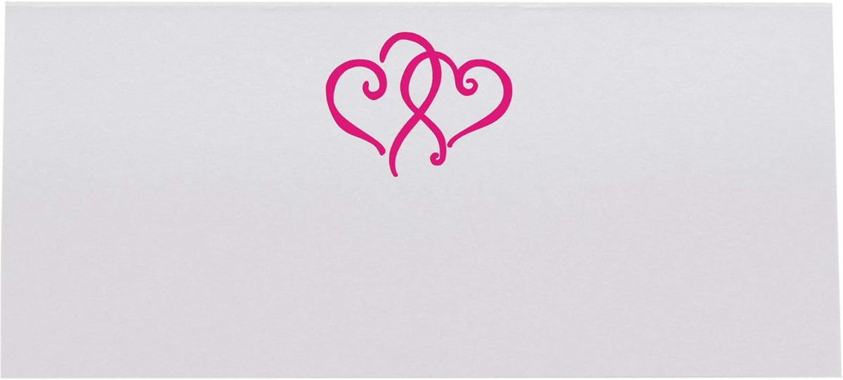 Linked Hearts Place Cards, Fuschia (Choose Color), Set of 150, Pre-cut and Scored - Wedding, Party