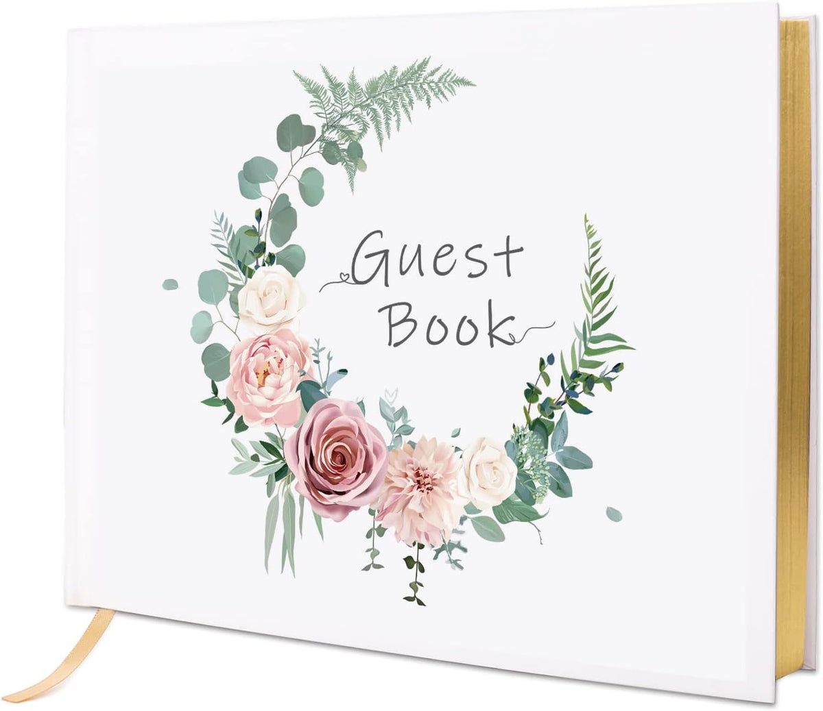 Vienrose Wedding Guest Book Registry Sign-in Book with 123 Blank Lined Pages Gilded Edges Hardcover