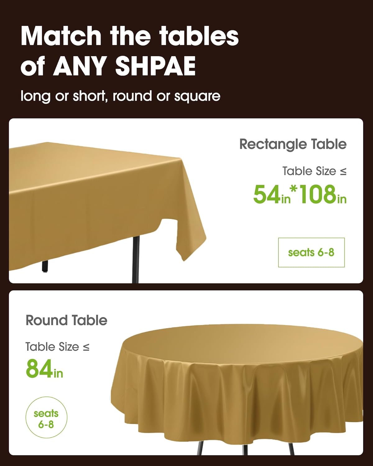 Pureegg Plastic Table Cloth Disposable 10 Pack, 54 x 108 Inch Table Cloths, Graduation Decorations