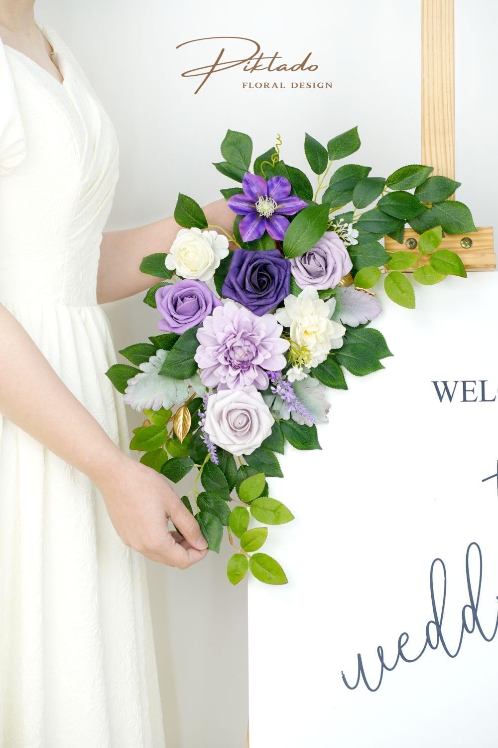 Wedding decor (pack of 2) Welcome Sign Flower Backdrop Garland For Ceremony Reception Wall Easel