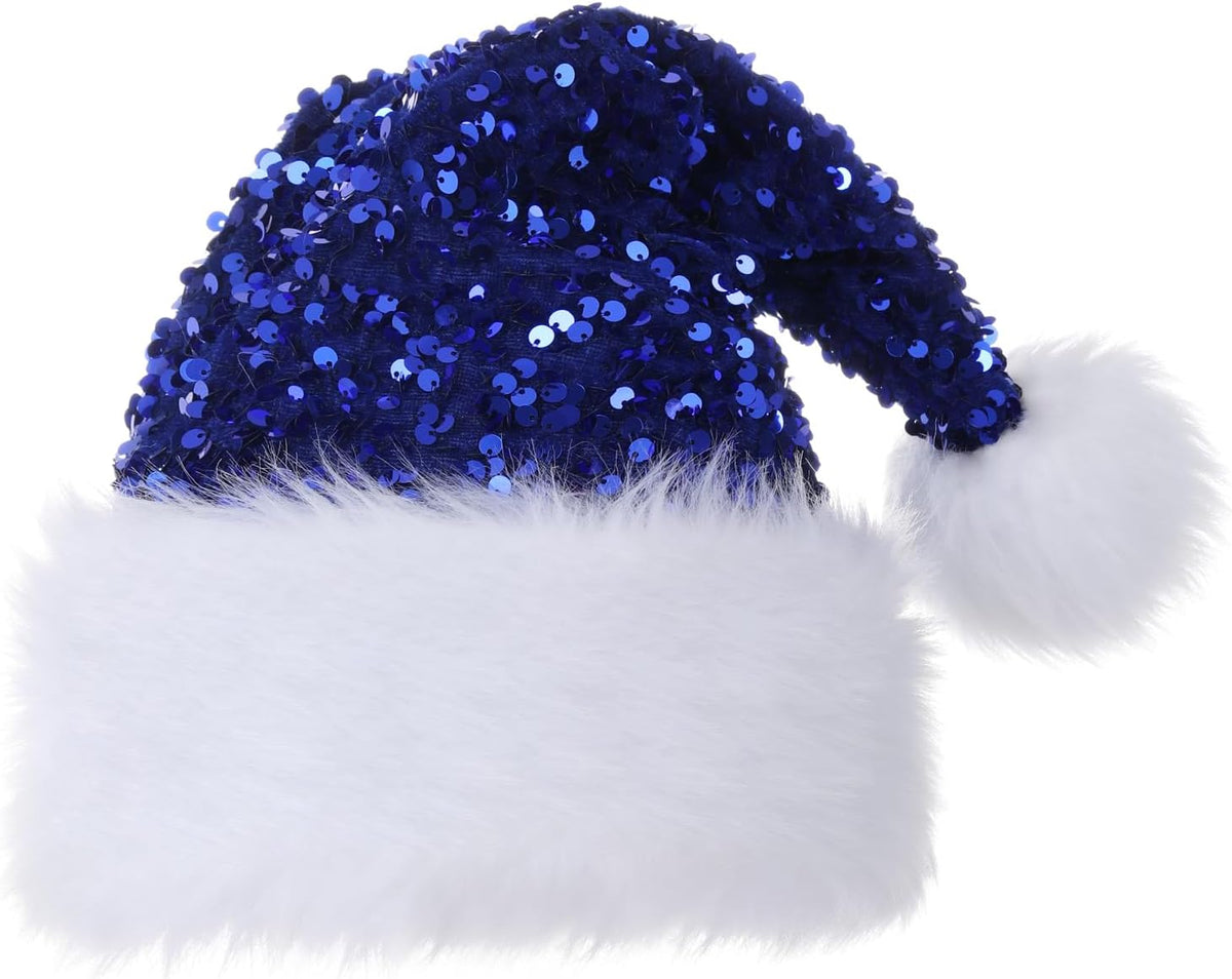 Personalized Sequin Santa Hat for Adults, Red Glitter Christmas Party Hat, Xmas Halloween New Year