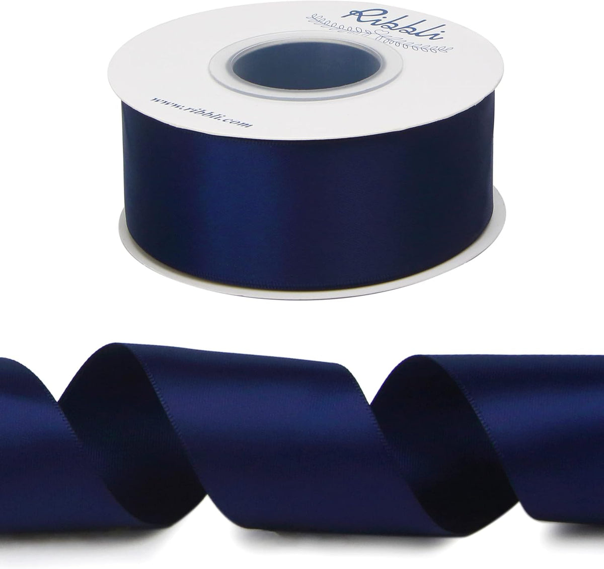 Ribbli Navy Double Faced Satin Ribbon,1-1/2” x Continuous 25 Yards,Use for Bows Bouquet,Gift