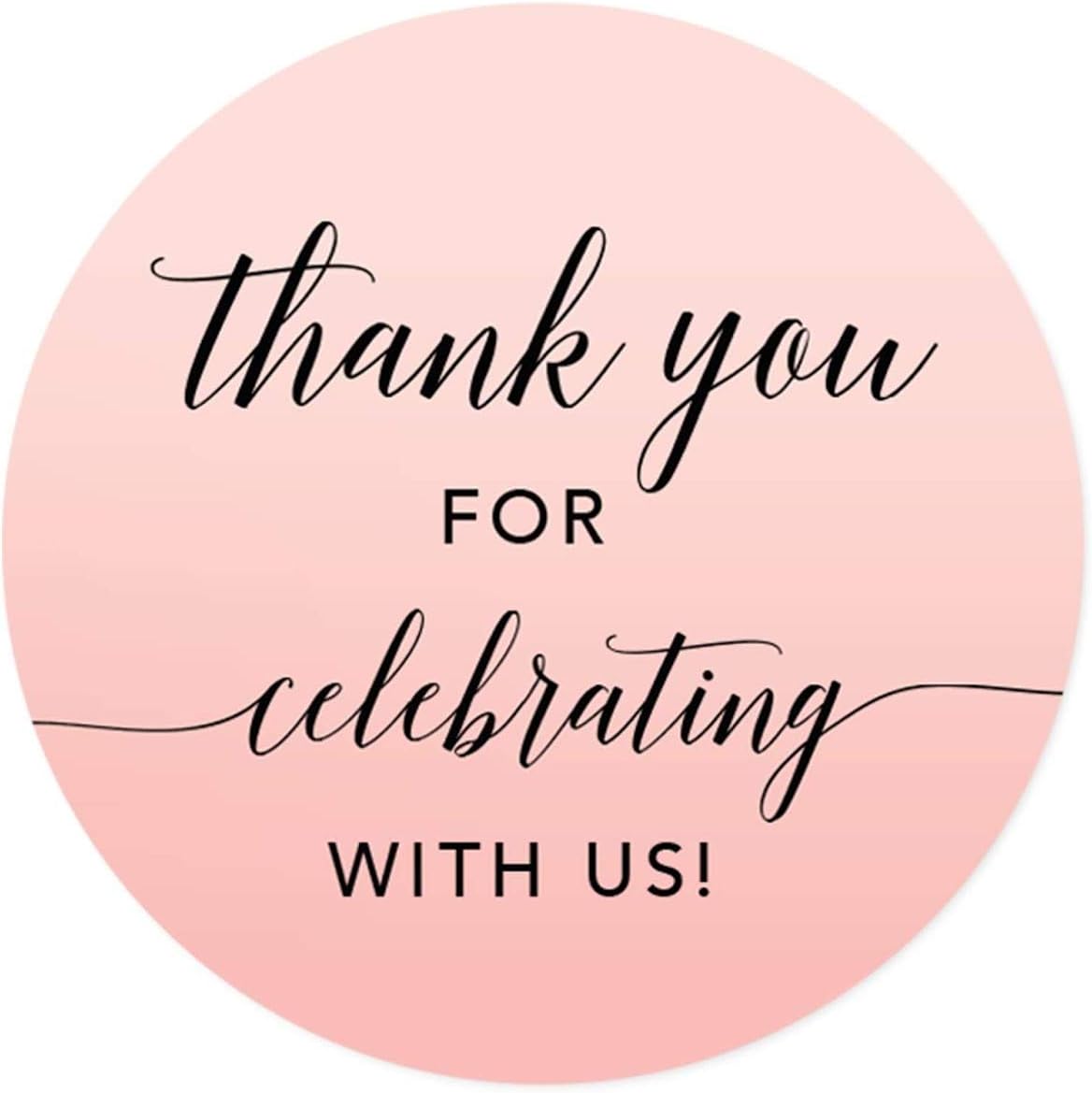 Andaz Press Blush Pink Rose Elegant Party Collection, Round Circle Label Stickers, Thank You for