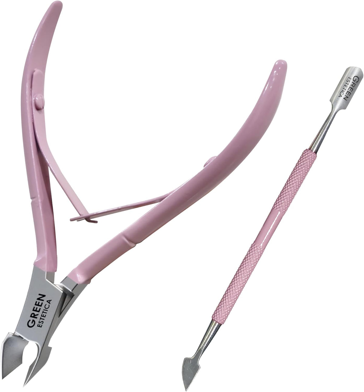 Professional Cuticle Trimmer with Cuticle Pusher Nail Cuticle Remover Nipper Silver Stainless Steel