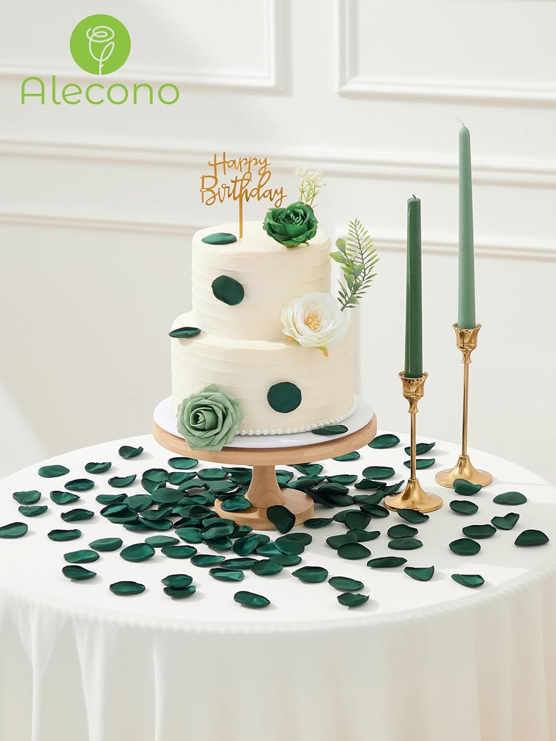 Alecono 600Pcs Silk Rose Petals, Fake Dark Green Petals for Wedding Proposal Flower Girl Basket