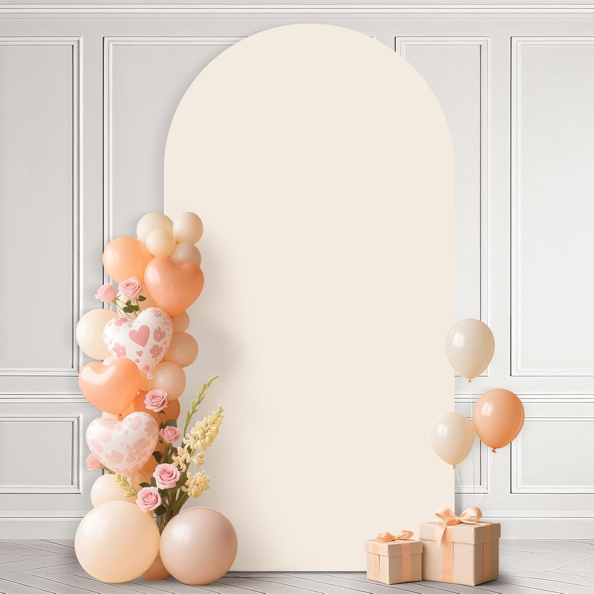 Ledido Wedding Arch Backdrop Cover 7.2FT Arch Covers Fitted Stretchy Spandex Round Top Stand