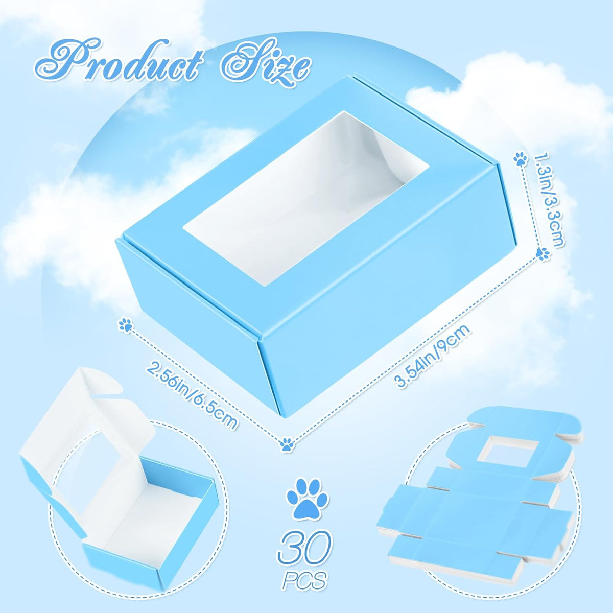 Zonon 30 Pcs Soap Boxes for Homemade Packaging, Mini Kraft Treat Boxes with Window for Bakery Candy