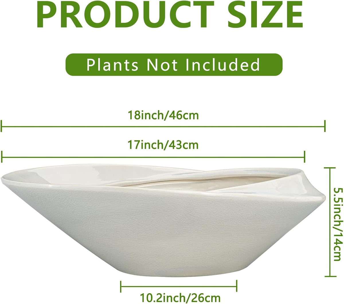 18 Inch Ceramic Bonsai Planter Pot with Drainage Hole, Glazed Large Plant Pot Succulent Planter for