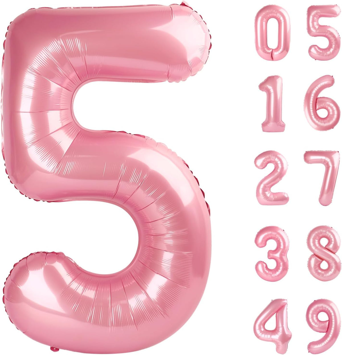 Pearlescent Pink 40 Inch Large Number 5 Birthday Balloon, Five 5th 15 25 35 50 55 Birthday