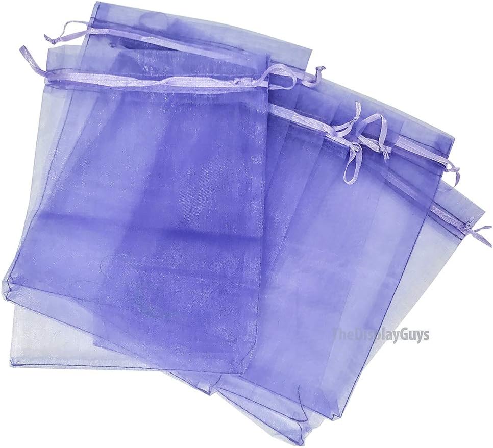 TheDisplayGuys 100-Pack 4x6 Lavender Sheer Organza Gift Bags with Drawstring, Jewelry Candy Treat