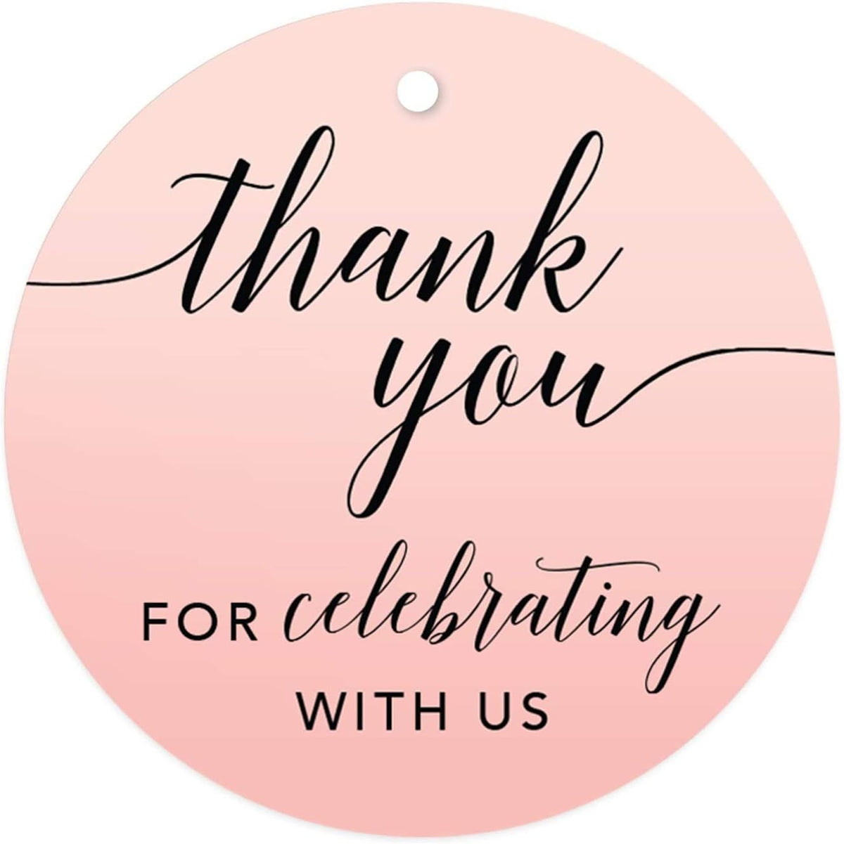 Andaz Press Blush Pink Rose Elegant Party Collection, Round Circle Tags, Thank You for Celebrating