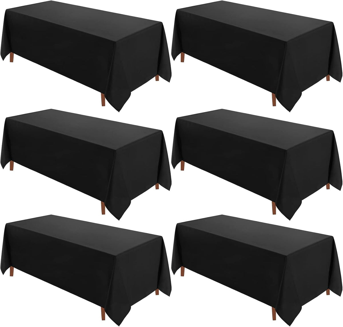 VidaFete Table Cloth 90 * 132inch 6 Pack Rectangle Tablecloth Polyester, Stain Wrinkle Resistant