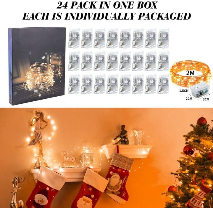 ZGWJ 24 Pack Halloween Fairy Lights Battery Operated, 7ft 20 Mini LED Halloween Fairy String Lights