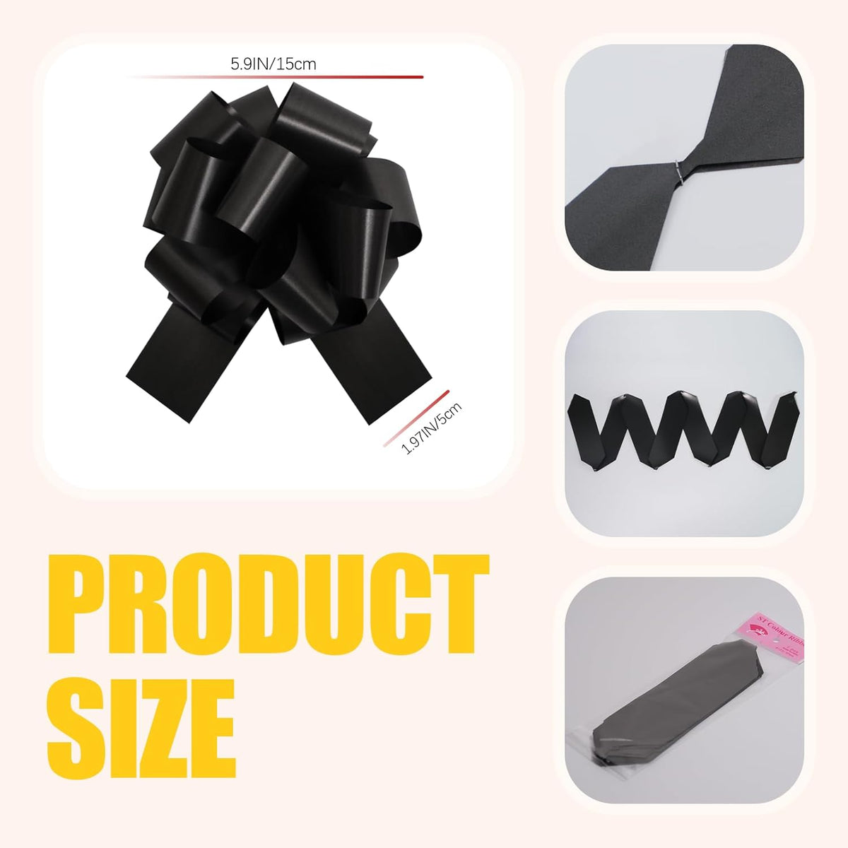12 PCS 6 Inch Black Pull Bows - Perfect for Gift Wrapping, Wedding Decor, Car Bows, Birthday