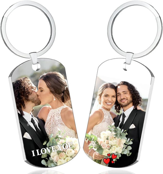 Custom Keychain with picture Double-sided Personalized Your Photo/Text/Icon for Men Family