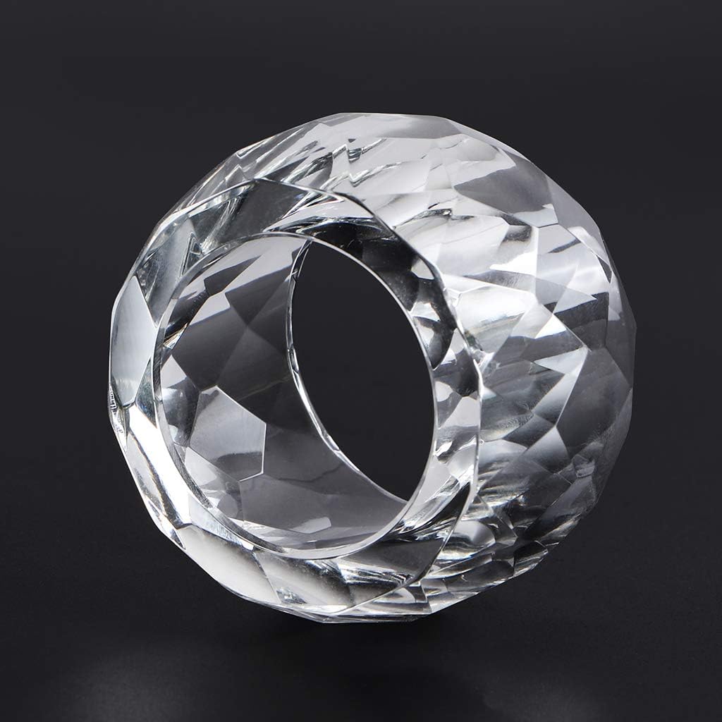 MDLUU 4 Pcs Crystal Napkin Rings, 2.3" Diameter Serviette Buckles, Clear Napkin Holder Rings for