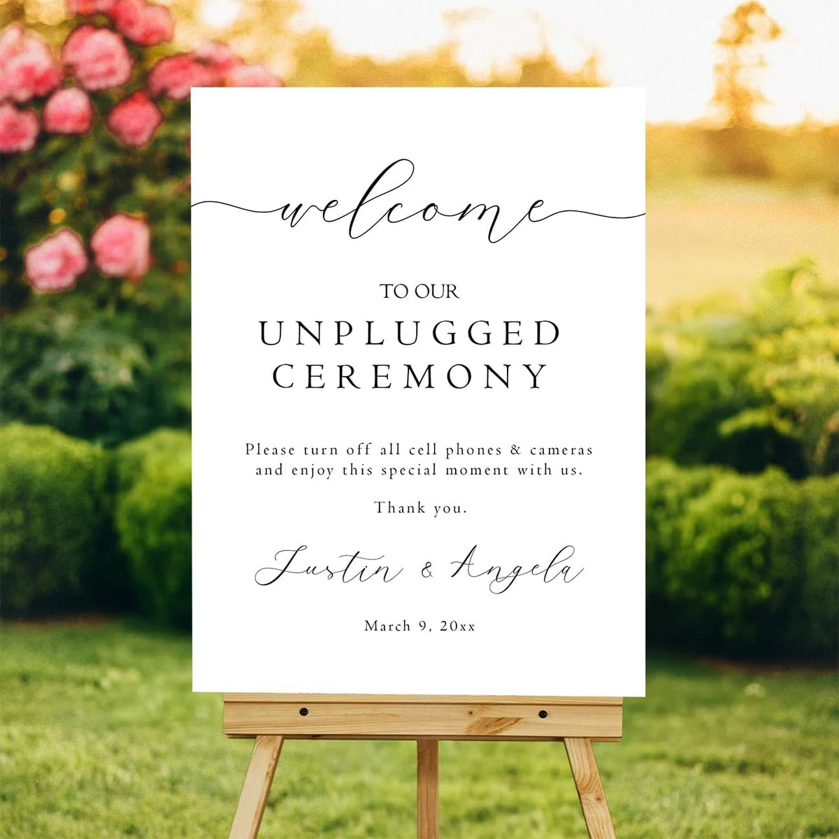 Unplugged Ceremony Wedding Yard Sign – Minimalist Outdoor Sign – Custom Name & Date – Acrylic or