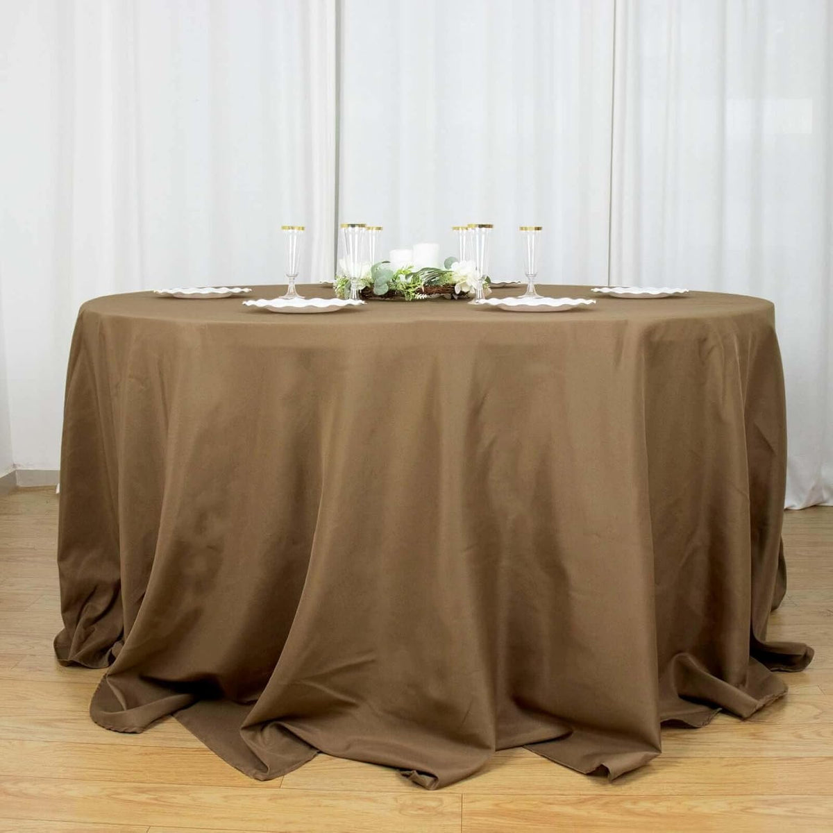 Efavormart Round Tablecloth, 132 Inch Stain & Wrinkle Resistant Washable Table Cloth, Decorative