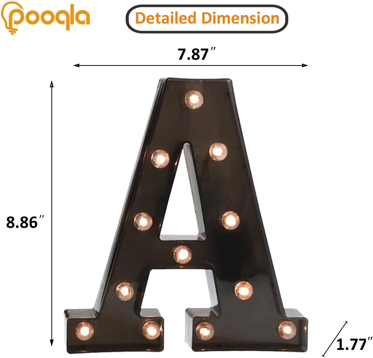 Pooqla Light Up LED Letter Marquee Sign - Alphabet Marquee Letters with Lights for Wedding Birthday