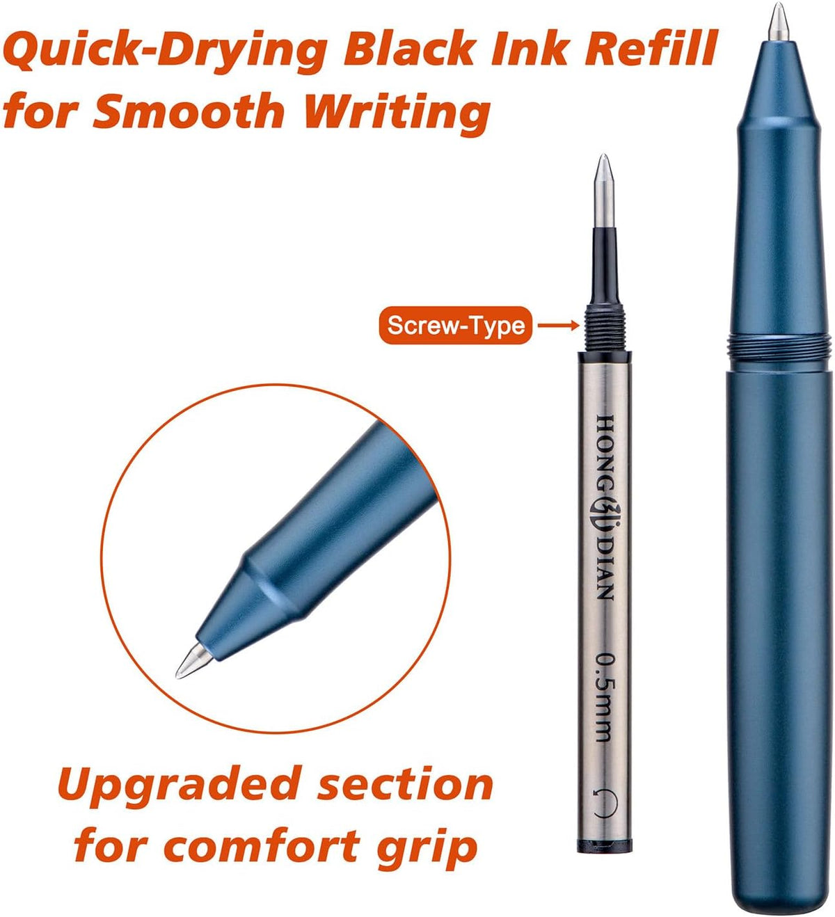 Hongdian M2 Black Forest Mini Rollerball Pen, Fine Point 0.5mm, Sleek Aluminium Pocket Pen with