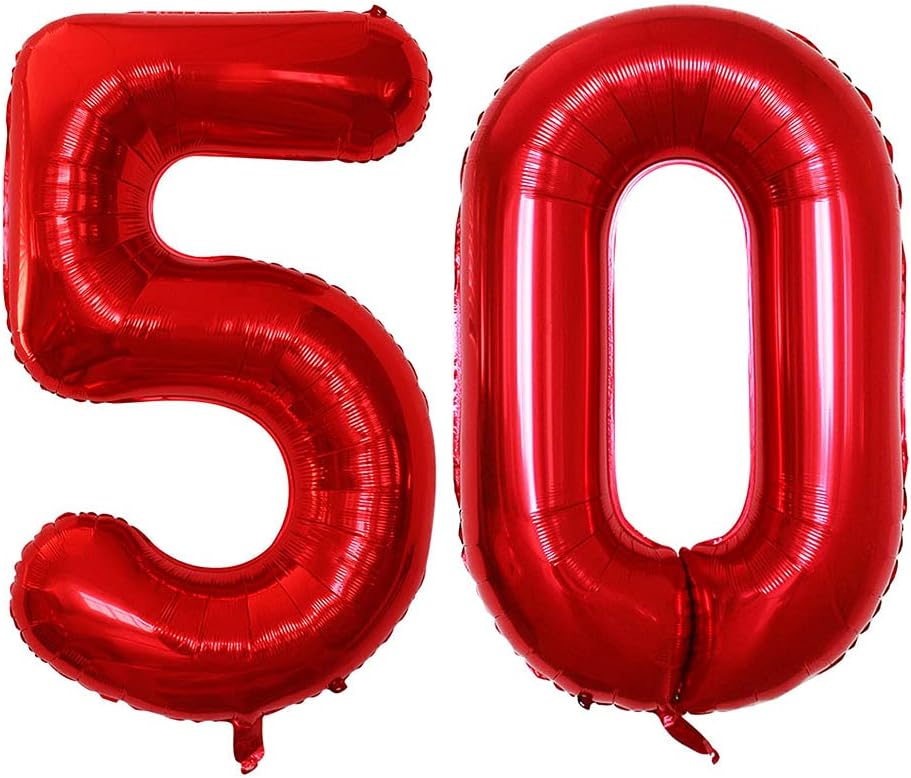 GOER Number 50 Balloons for 50th Birthday Party Decorations,42 Inch Jumbo Foil Helium Balloons for