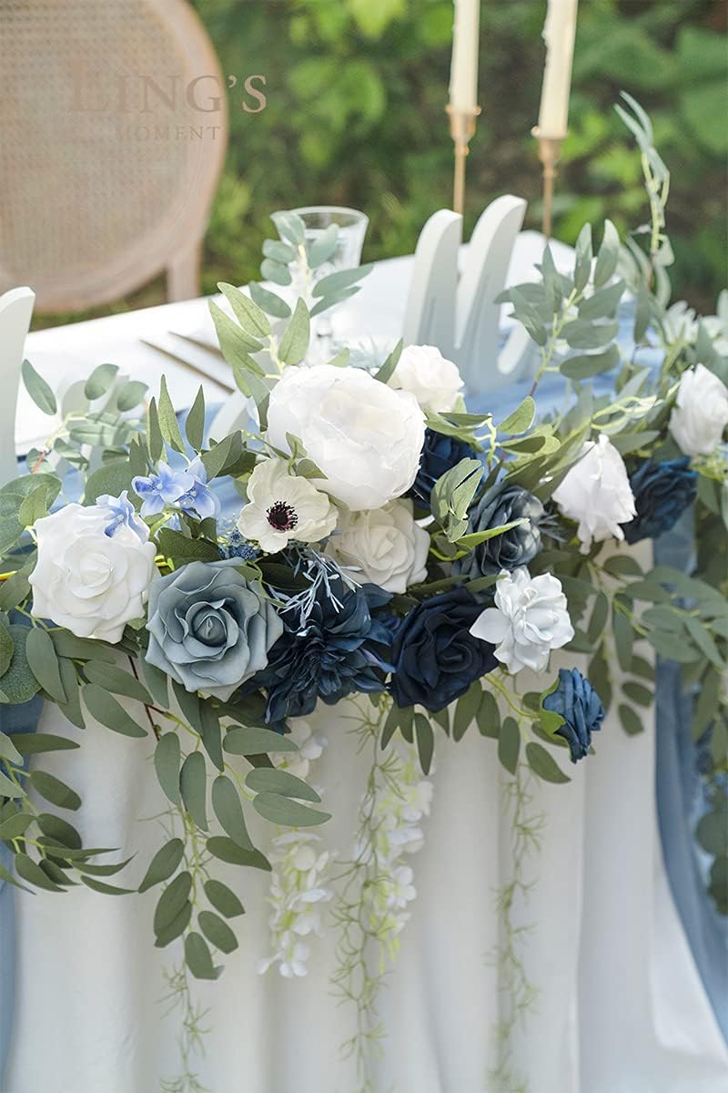 Ling's Moment 9FT Spring Flower Garland- Wedding Arch Flowers for Backdrop Decoration, Eucalyptus &