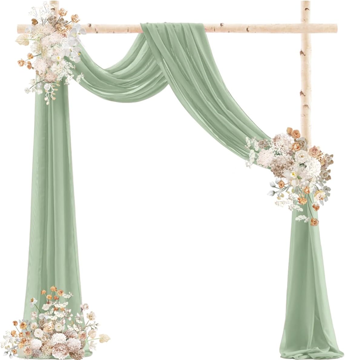 Sage Green Wedding Arch Draping Fabric 29" x 20 FT Wedding Drapes for Backdrop Sheer Green Curtains