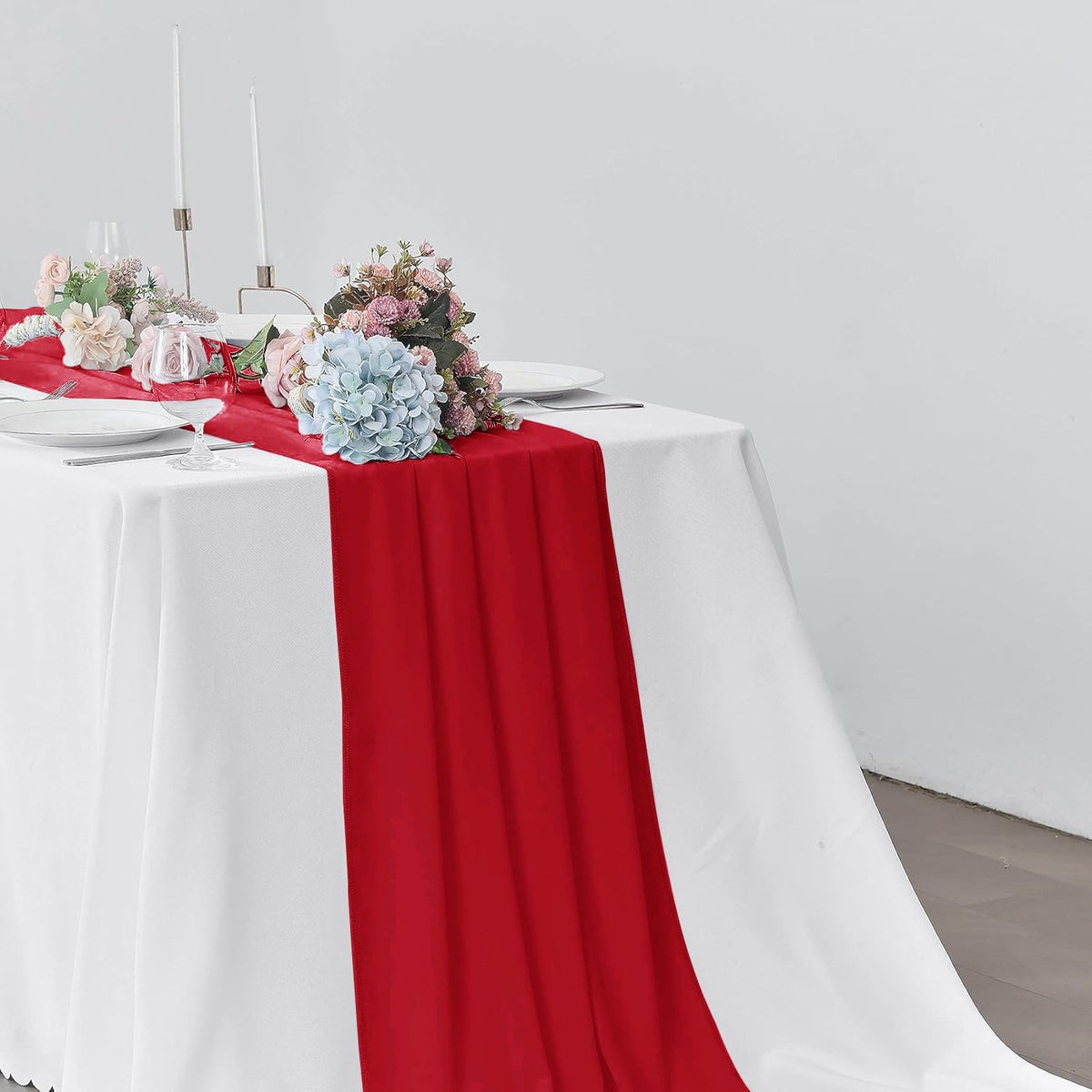 5 Pack 10Ft Red Chiffon Table Runner Sheer 29x120 Inch for Romantic Wedding Decor Bridal & Baby