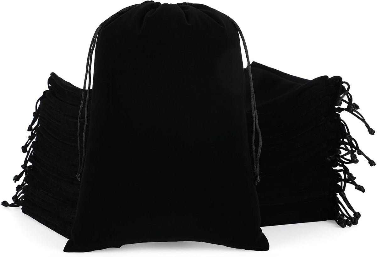 Velvet Drawstring Jewelry Bag, 50Pcs Black Dice Bag, 7x10 Tarot Card Holder, Or Wrapping Halloween