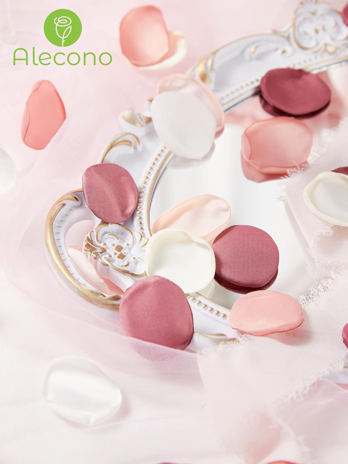 Alecono 𝟰𝟬𝟬𝙋𝙘𝙨 Silk Rose Petals, Fake Pink Rose Petals for Wedding Proposal Flower Girl
