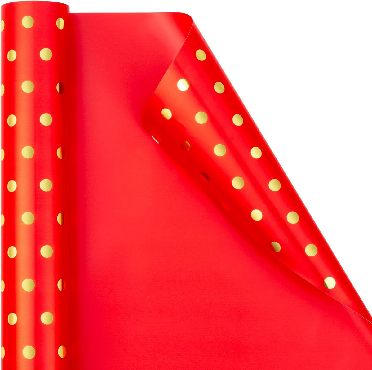 Flyhill Gold Foil Polka Dot Wrapping Paper Roll,Mini Roll Red Reversibl Gift Wrap for