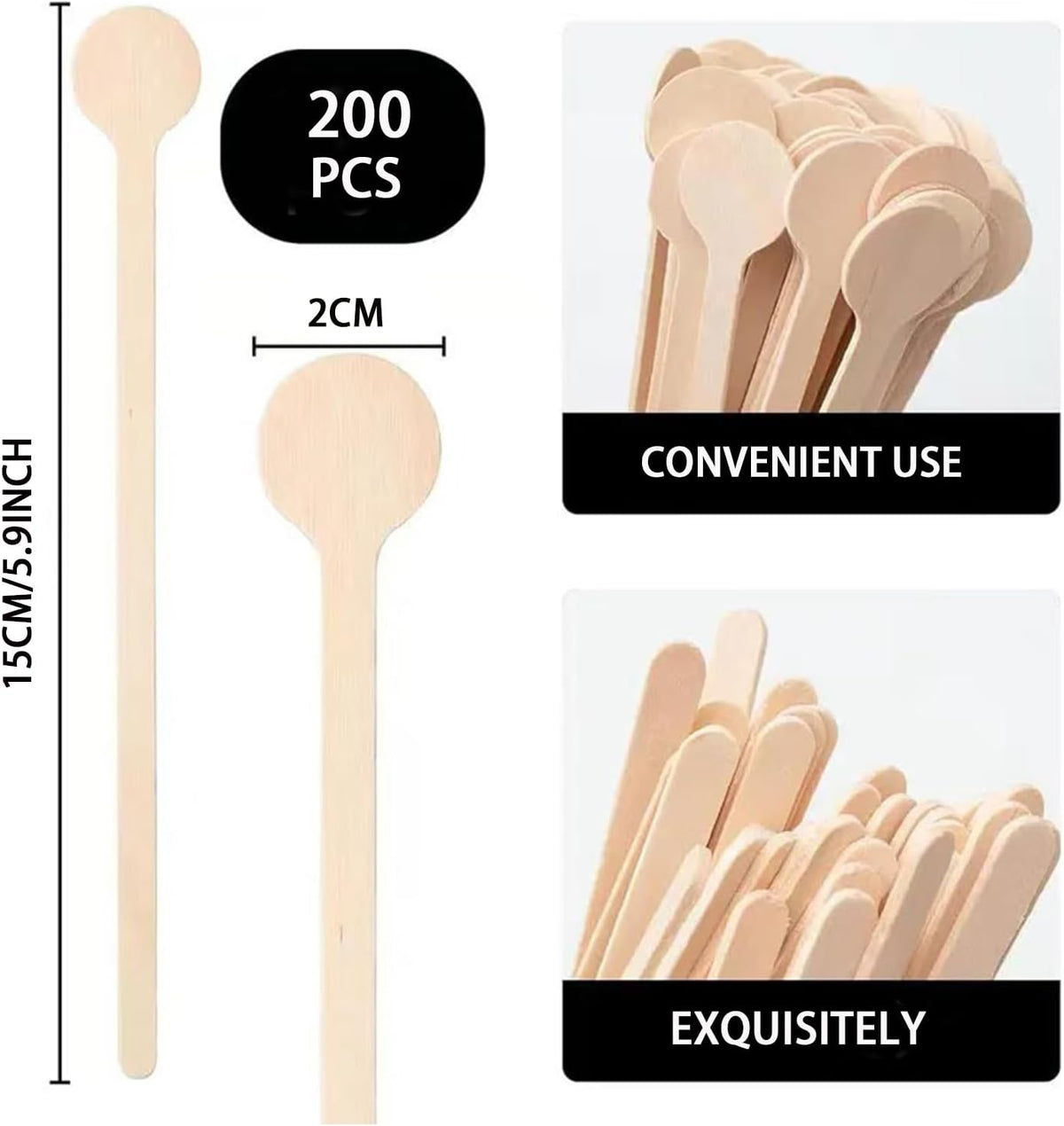 200Pcs Coffee Stirrers- 5.9 Inch Natural Wooden Coffee Stirrers With Round Ends, Disposable