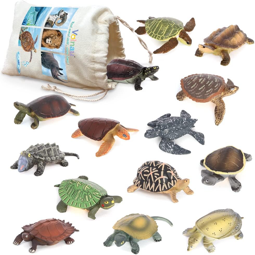 Volnau Mini Sea Turtle Figures 14PCS Animal Toys Figurines for Kindergarten Toddlers Kids Ocean Sea