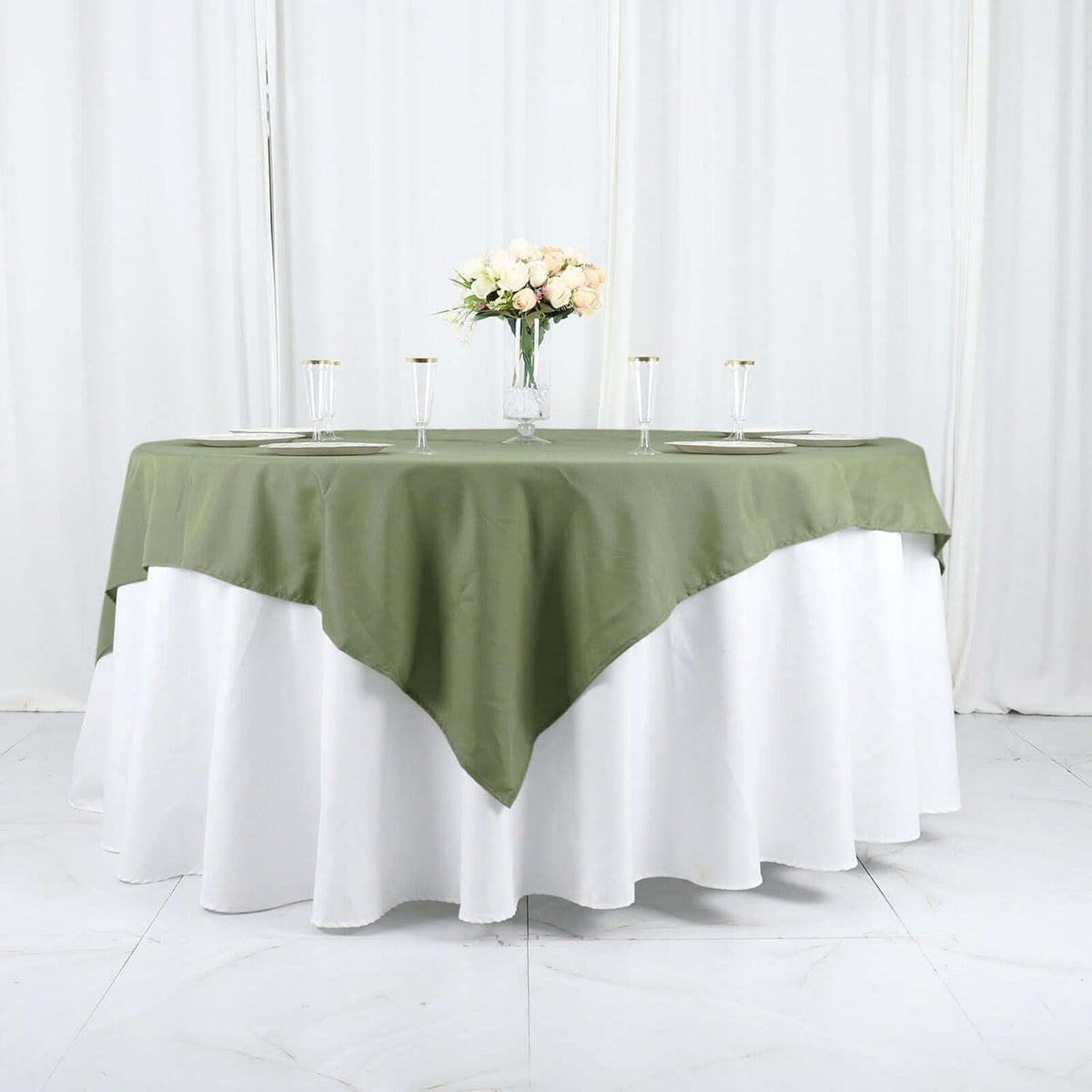 Efavormart 70" Square Linens Eucalyptus Sage Green Wholesale Linens Polyester Square Linen