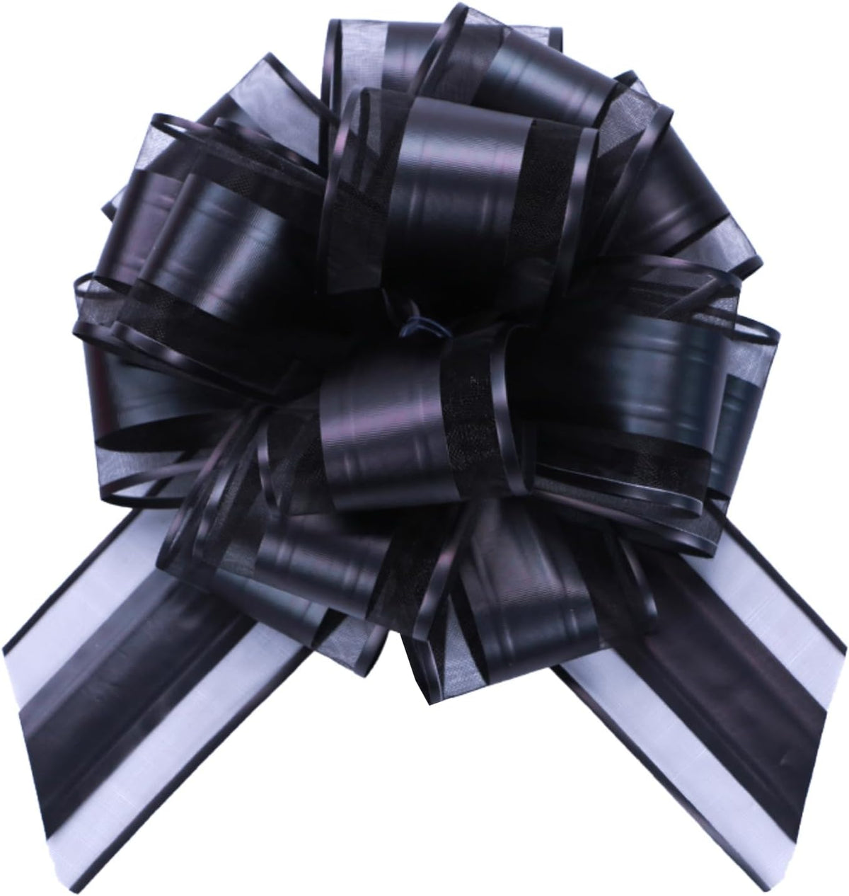 6 PCS 6 Inch Organza Black Pull Bows - Perfect for Gift Wrapping, Wedding Decor, Car Bows, Birthday
