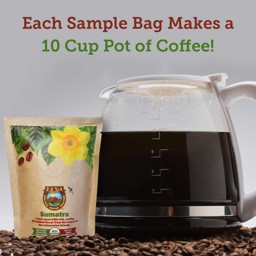 Sampler Variety Pack, Low Acid Organic Coffee Beans in Linen Gift Bag: Whole Bean, Mold-Free &