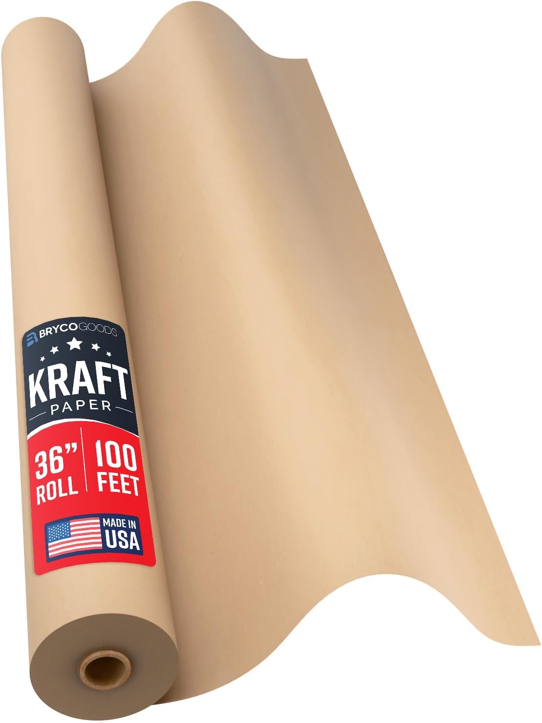 Large Brown Kraft Paper Roll - 36" x 1200" (100 ft) - Made in USA - Ideal for Gift Wrapping