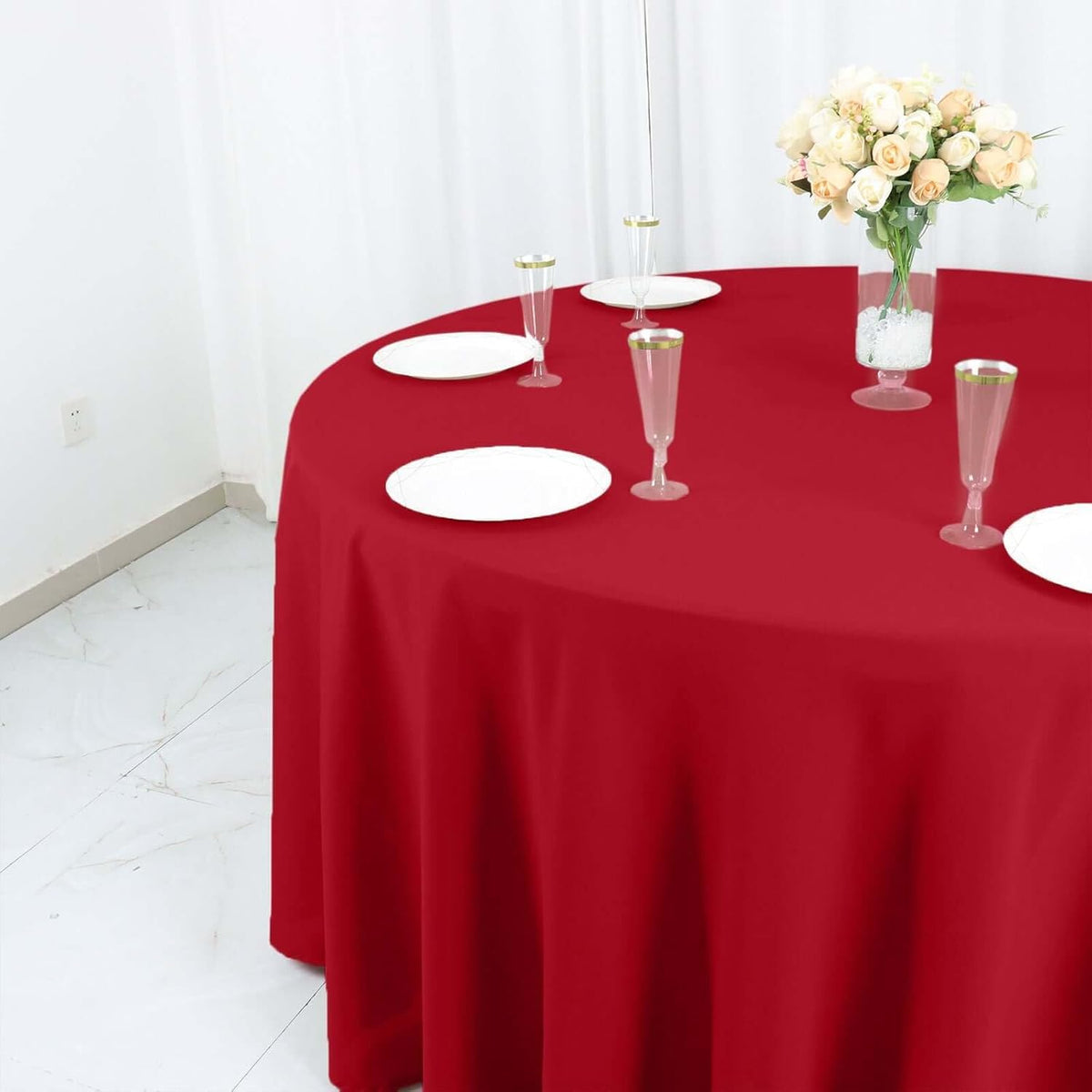 Efavormart Round Tablecloth, 120 Inch Stain & Wrinkle Resistant Washable Table Cloth, Decorative