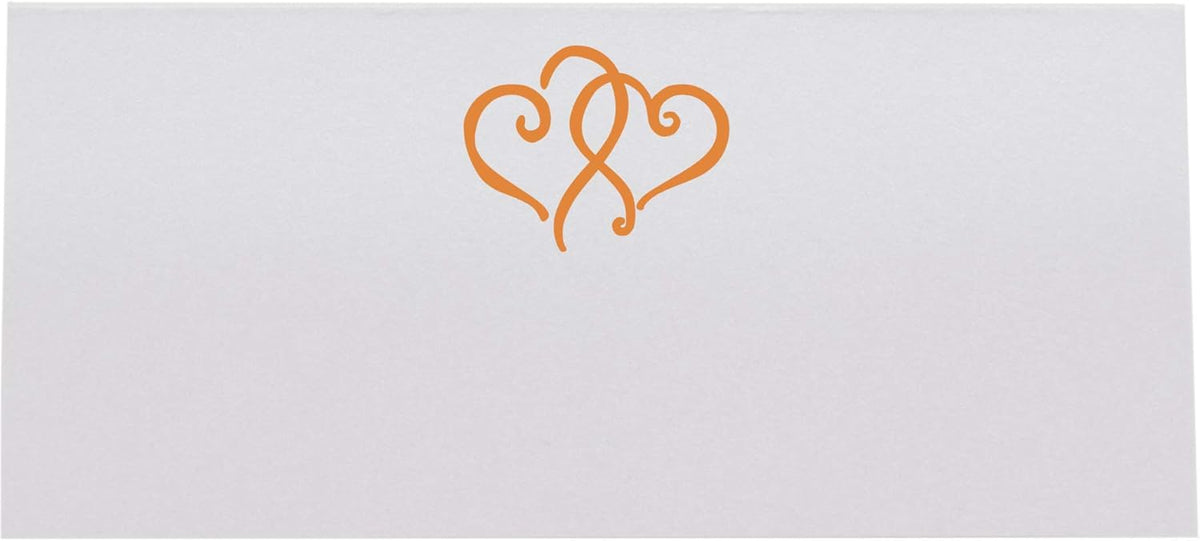 Linked Hearts Place Cards, Orange (Choose Color), Set of 150, Pre-cut and Scored - Wedding, Party